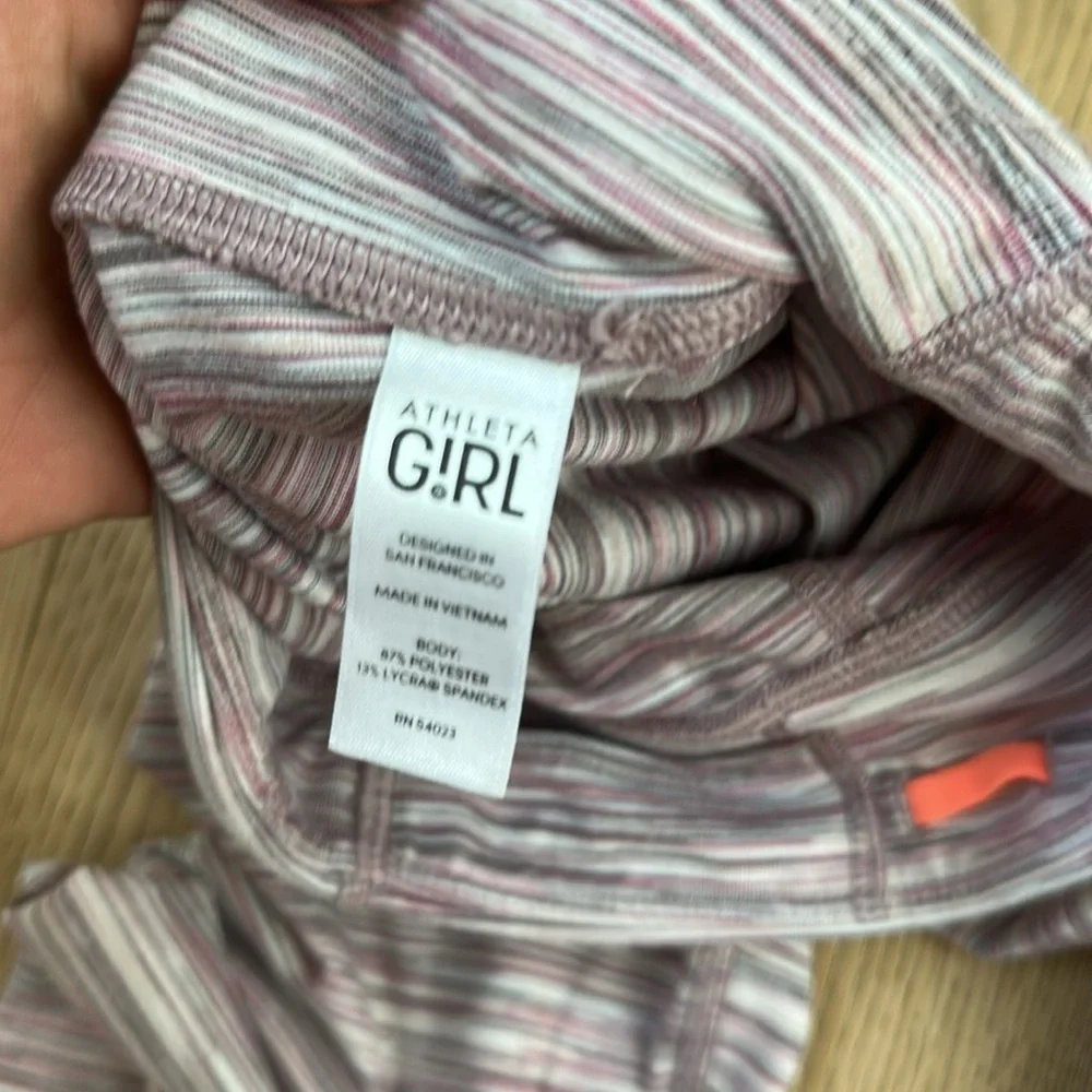 Athleta Girl Spacedye Chit Chat Tight Leggings pink Pocket Logo Leggings 8/10